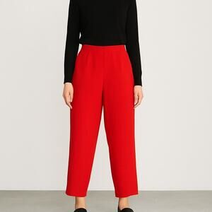 1990s Sag Harbor Vintage Trousers Red Straight Leg High Rise Pants 27" Twee